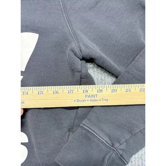 Adidas Trefoil Pullover Hoodie Womens M Black Logo Long Sleeve Cotton Pockets - Picture 6 of 7